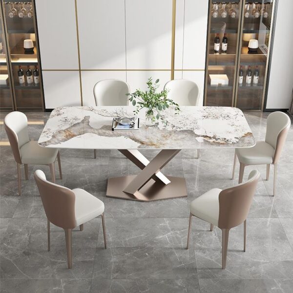 Telescopic rock plate dining table and chair